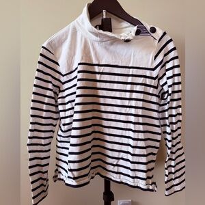 J. Crew Classic White and Navy Stripe Top